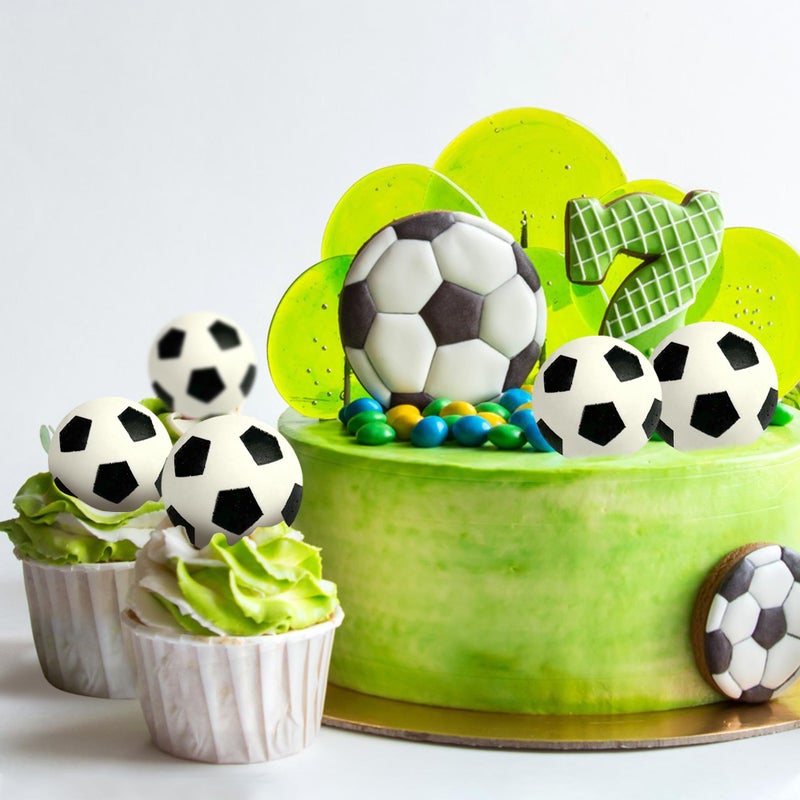 DRWATE 28pcs Soccer Ball Cake Topper Decorations Mini Soccer Ball Cup Cake Decorations For Soccer Party Birthday Party Football Sport Party Supplies (Style 01) - Image 5