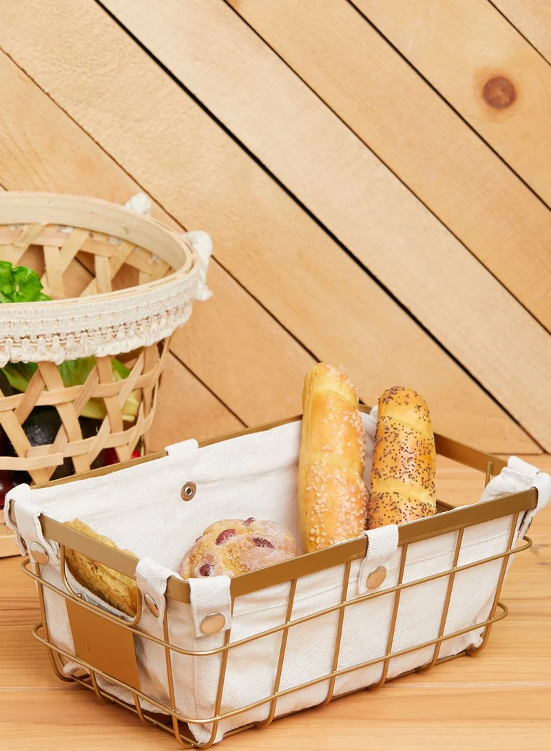Premier Gold Finish Iron Wire Storage Basket With Lining