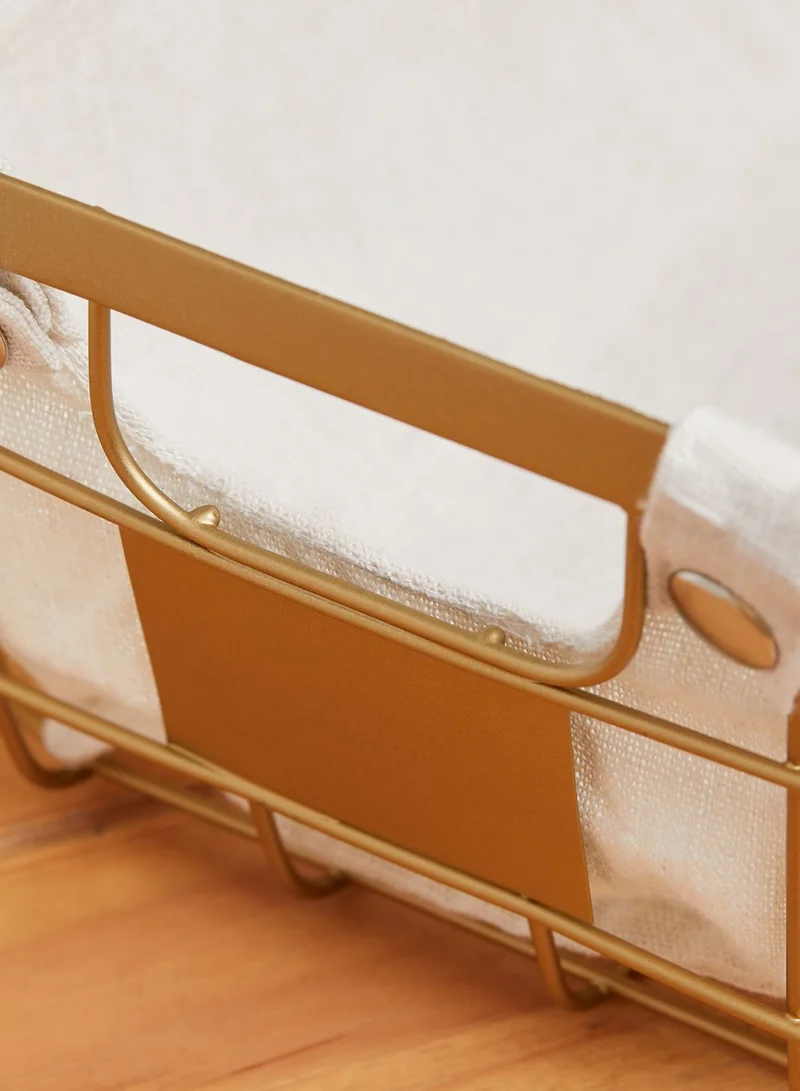Premier Gold Finish Iron Wire Storage Basket With Lining