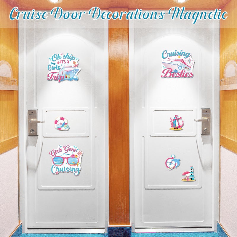 MENIFEND Cruise Door Decorations Magnetic, 7 Pcs Girls Trip Cruise Door Magnets, Oh Ship It's a Girl's Trip Funny Magnetic Ship Cabin Signs for Stateroom Friends Vacation Decor - Image 4