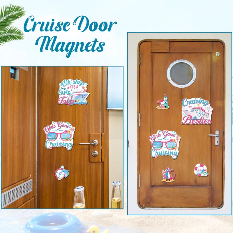 MENIFEND Cruise Door Decorations Magnetic, 7 Pcs Girls Trip Cruise Door Magnets, Oh Ship It's a Girl's Trip Funny Magnetic Ship Cabin Signs for Stateroom Friends Vacation Decor - Image 5