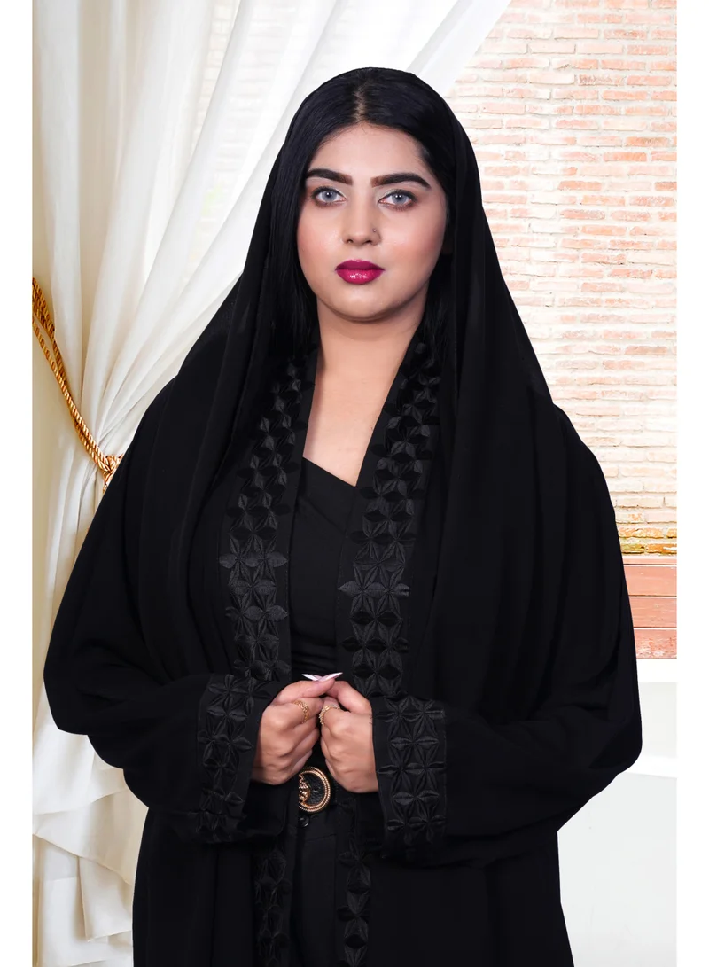 فاشون لاين Abaya Black Embroidered work