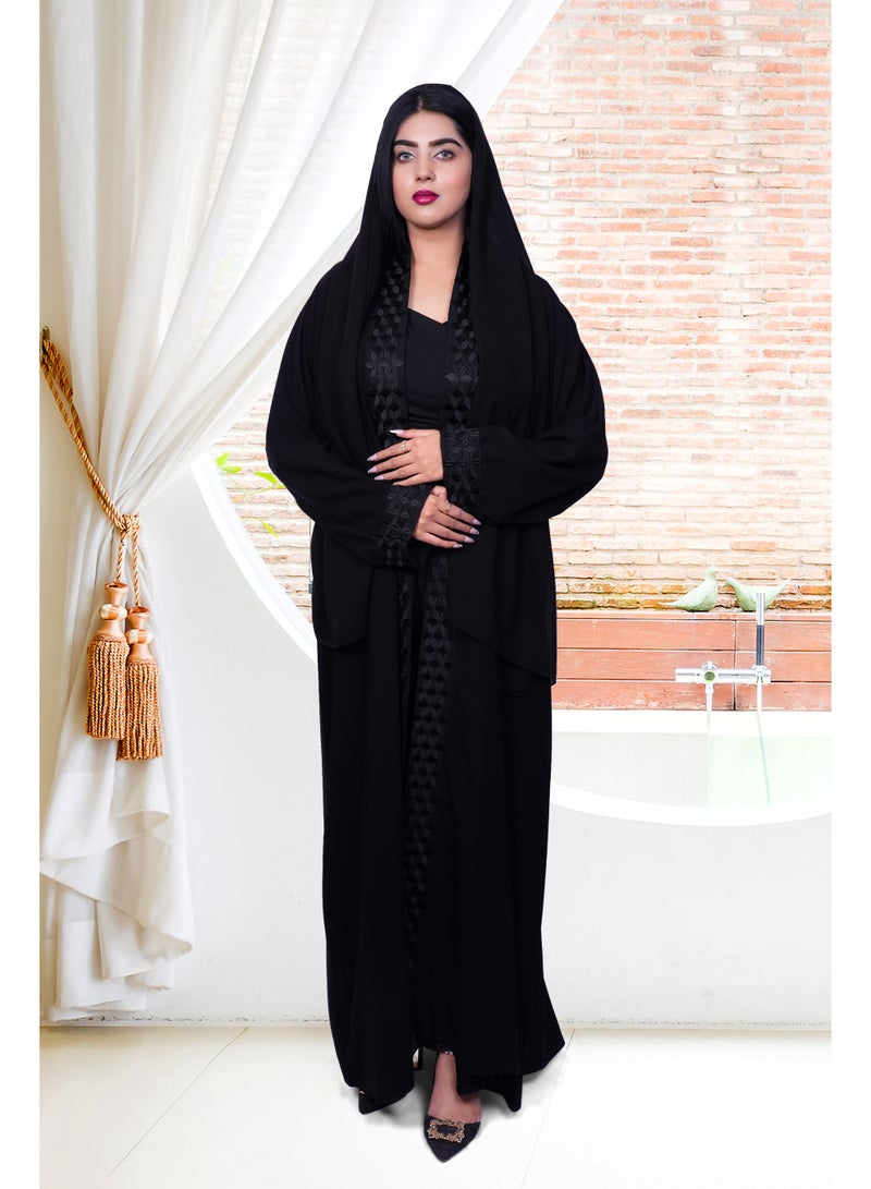 فاشون لاين عباية سوداء مطرزة للعمل - Image 1