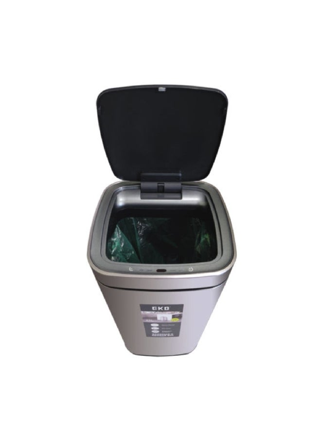 EKO Battery Powered Rechargeable Rectangular Stainless Steel Touch Bin Silver 21 L EK9252RGMT-21L  - Image 3