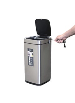 EKO Battery Powered Rechargeable Rectangular Stainless Steel Touch Bin Silver 21 L EK9252RGMT-21L  - Image 2