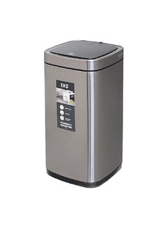 EKO Battery Powered Rechargeable Rectangular Stainless Steel Touch Bin Silver 21 L EK9252RGMT-21L  - Image 1