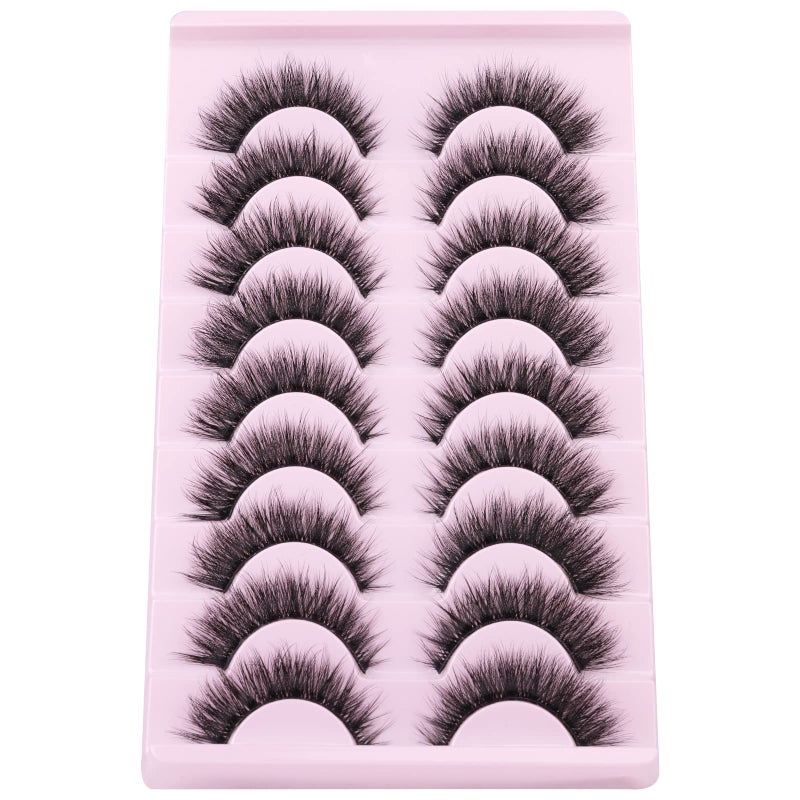 zanlufly Russian Strip Lashes Cat Eye Mink Lashes Natural Wispy Eyelashes zanlufly D-Curly Volume False Eyealshes Clear Band Volume Natural Look Fake Lashes that Look Like Extensions Eye Lashes Pack - Image 5
