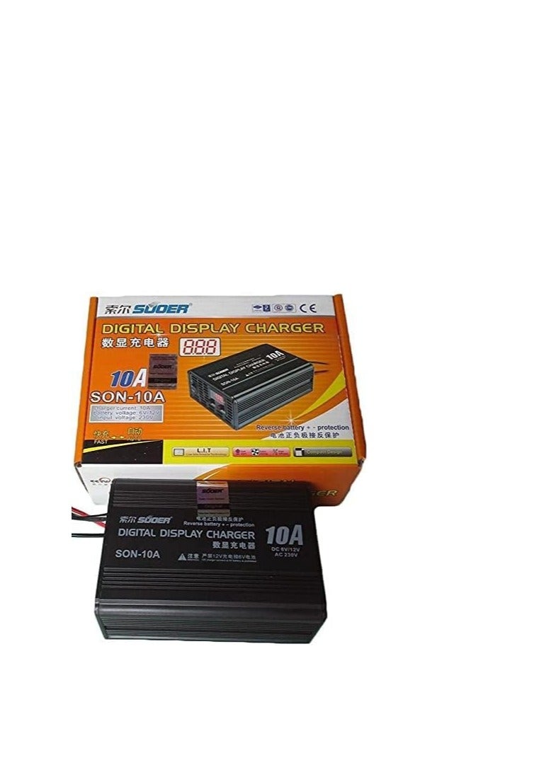 Sawyer Car Battery Charger (10 Amp) 12V & 6V, Fast/Automatic with Limiters (SON-10A) - 2724297915684 - Image 1