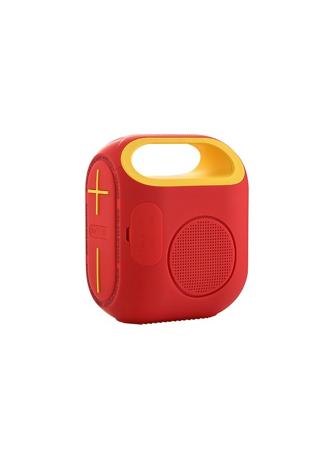 LAWAZIM Waterproof Bluetooth Speaker - 10W Red Color - Portable Wireless Speaker with Dual-Sided Sound, TF/USB/FM/AUX Playback, and Type-C Charging - for Travel, Outdoor Use, and Home Entertainment - Image 5