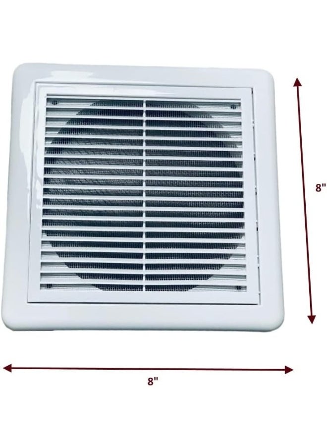 Biella 8" Exhaust Air Guard Grille with Built-in Pest Guard Screen, Vent Cover with Anti Insect Net for Kitchen Bathroom Bedroom Office Ventilation - White  - Image 4