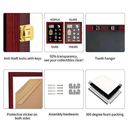 VERANI 11x14 Pin Display Case Pin Collection Display Box Military Medal Display Frame with Uv Protection Acrylic Door for Beach Tags Jewelry Insignia Ribbons Patches Insignia Ribbons Sport Pins - Image 4