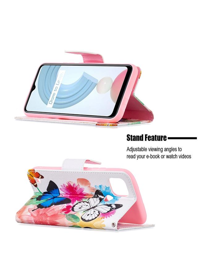 اس-توب جراب لهاتف OPPO Realme C21 / C20، جراب جلدي أفقي قابل للطي بنمط رسم ملون مع حامل وفتحات للبطاقات ومحفظة - Image 5