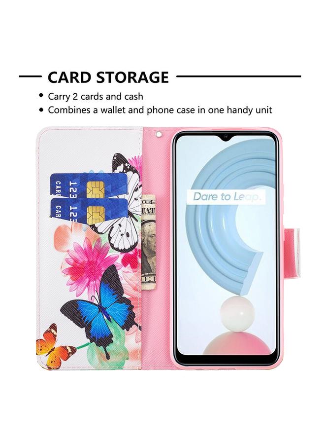 اس-توب جراب لهاتف OPPO Realme C21 / C20، جراب جلدي أفقي قابل للطي بنمط رسم ملون مع حامل وفتحات للبطاقات ومحفظة - Image 4