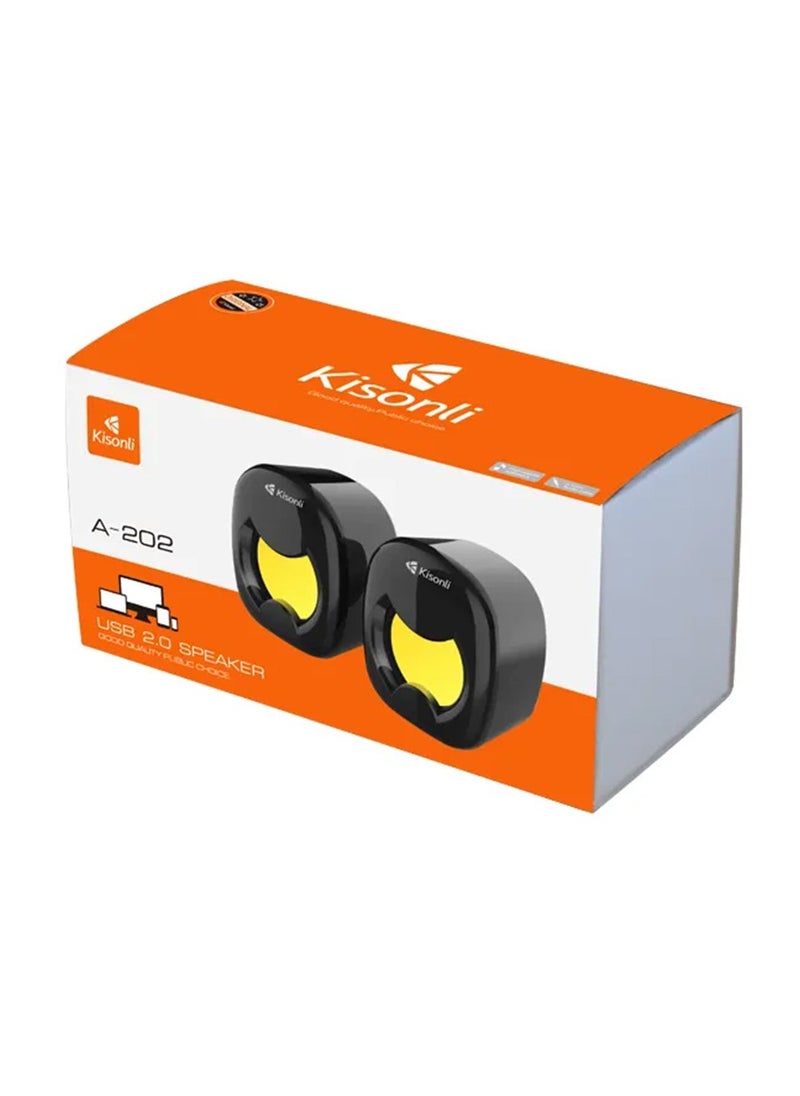 Kisonli - Wired RGB Multimedia Speaker for PC and Laptop – 3W / 2.0 Channel A-202 - Image 1