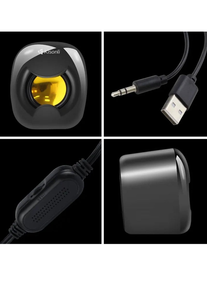 Kisonli - Wired RGB Multimedia Speaker for PC and Laptop – 3W / 2.0 Channel A-202 - Image 1