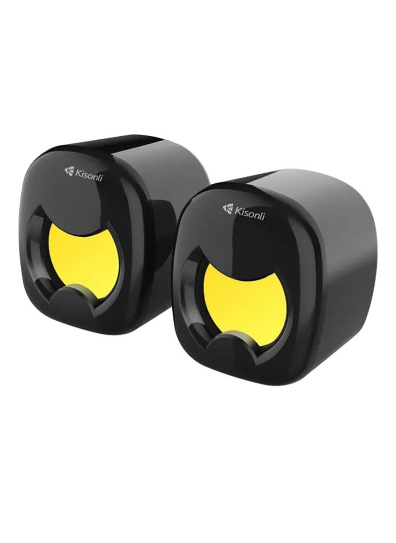 Kisonli - Wired RGB Multimedia Speaker for PC and Laptop – 3W / 2.0 Channel A-202 - Image 1