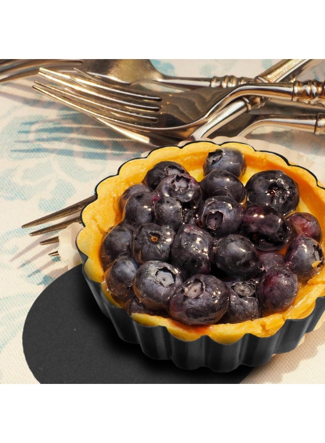 6 Pack 4 Inch Non-Stick Mini Tart Pans, Round Fluted Quiche Pan with Removable Bottom, Carbon Steel Baking Molds for Pie, Cheesecake & Desserts - Image 2