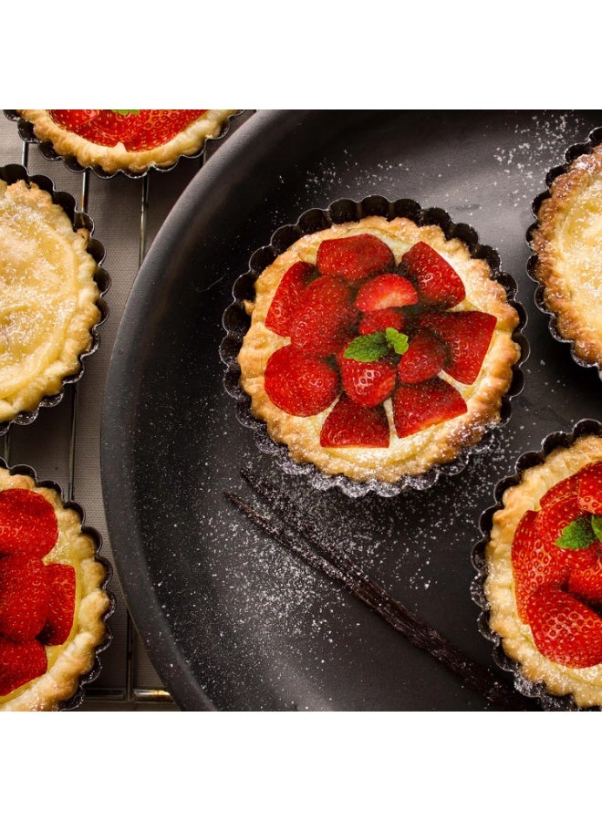 6 Pack 4 Inch Non-Stick Mini Tart Pans, Round Fluted Quiche Pan with Removable Bottom, Carbon Steel Baking Molds for Pie, Cheesecake & Desserts - Image 4