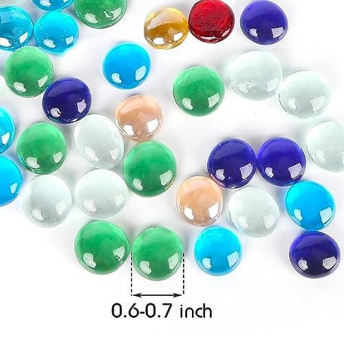 FUTUREPLUSX 1LB Multicolored Flat Glass Marbles, Mixed Mancala Stones Pebbles Flat Beads Mosaics Gemstones for Vase Filler Table Scatter Home Decor - Image 2