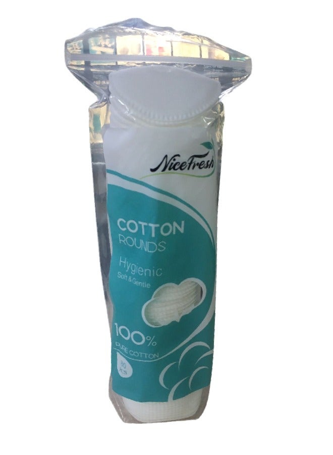 Nice Fresh NiceFresh  Cotton Round Pads Hygienic Soft & Gentle 100 % Pure Cotton  80 Pcs  1 Pack - Image 2