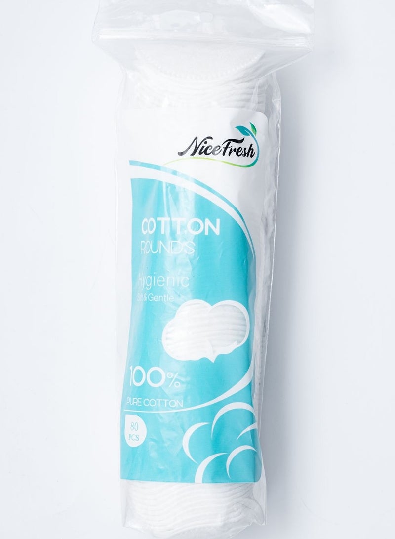 Nice Fresh NiceFresh  Cotton Round Pads Hygienic Soft & Gentle 100 % Pure Cotton  80 Pcs  1 Pack - Image 1