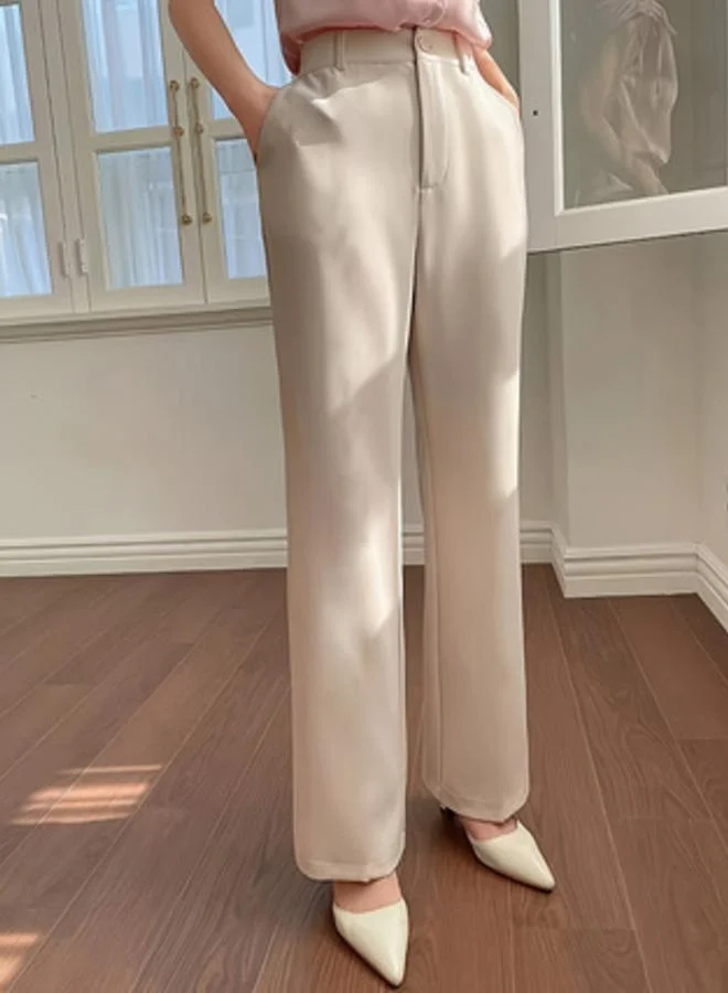 Take Two  Beige Solid Straight Leg Pants for Women | Best Price UAE