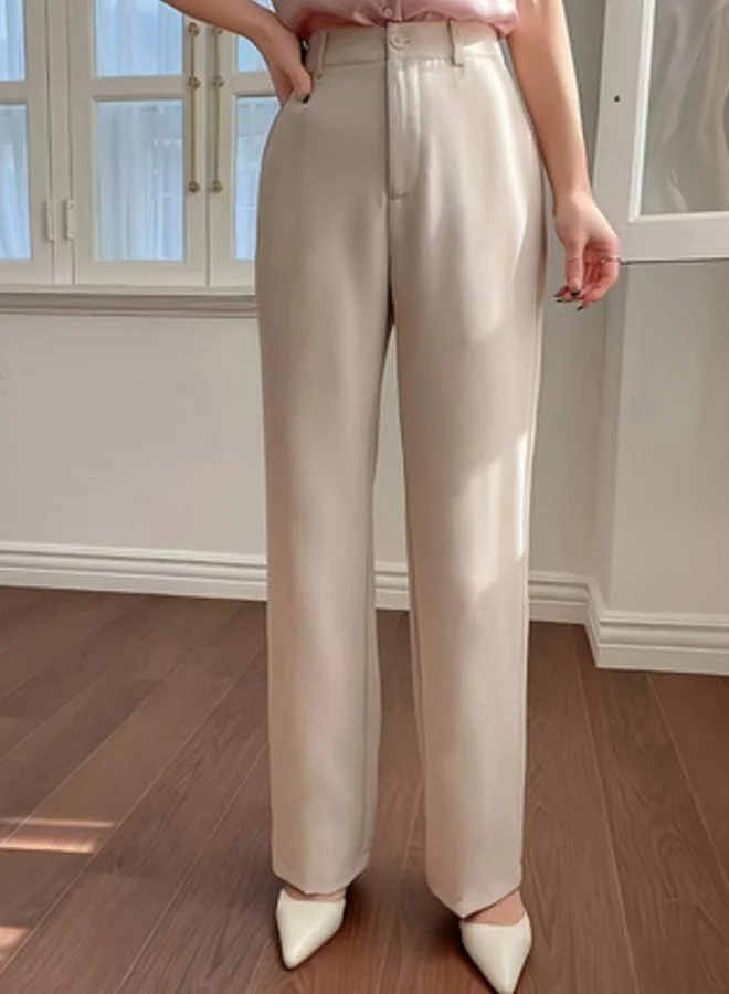 Take Two  Beige Solid Straight Leg Pants for Women | Best Price UAE