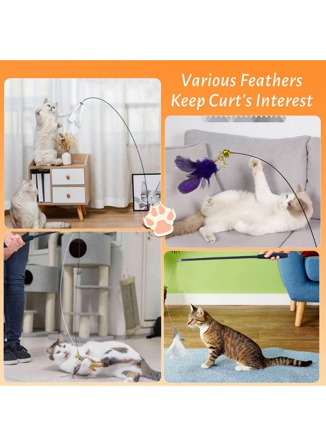 Generic - Cat Toys for Indoor Cats Cat Toys Interactive for Indoor Cats Cat Wand Toy 4 Kinds Natural Feather Chewy Super Long Like a Fishing Rod Retractable Cat Wand 70inch - Image 1