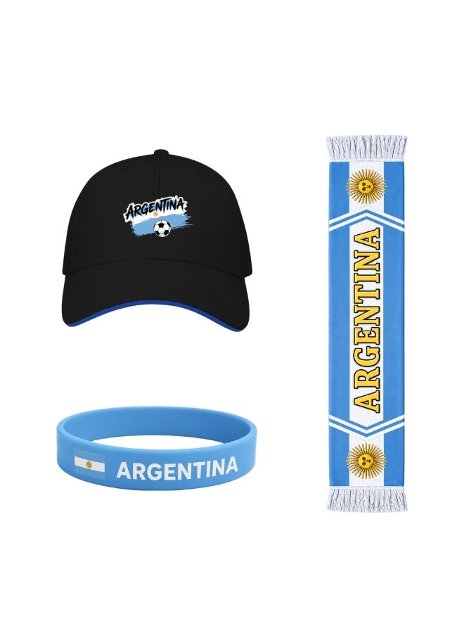 PRINTSHOP4ME Argentina Soccer Sports Combo Pack | Set of 3 | Scarf, Cap and Silicone Wristband | Adult Unisex Football Match Wear - Image 1