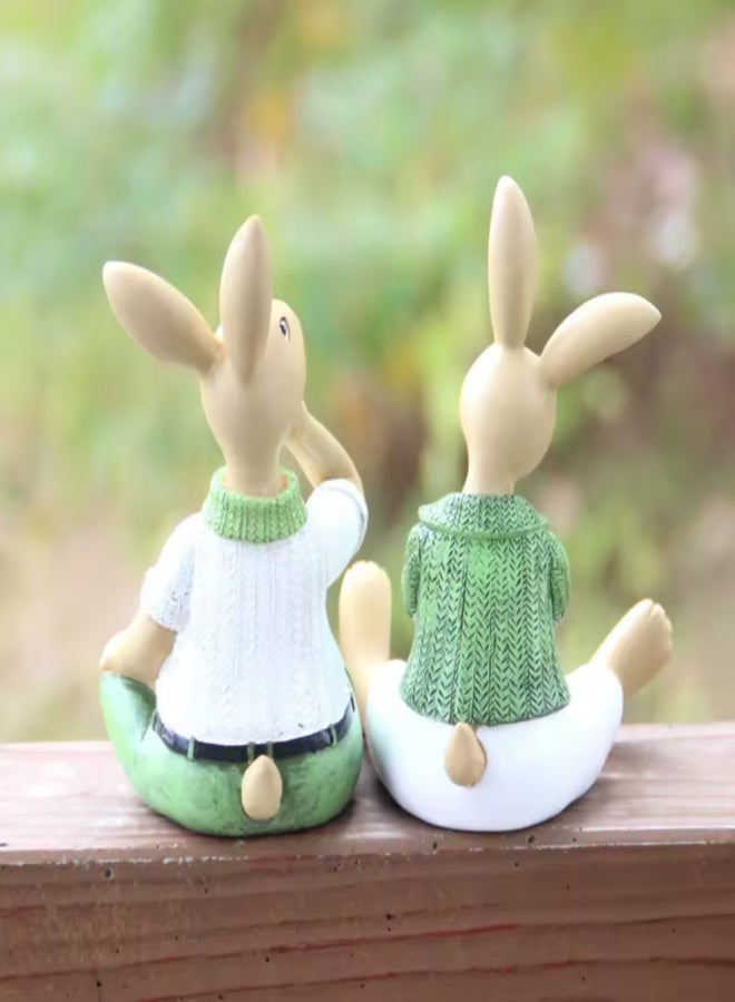 Rustic style creative cartoon resin rabbit figurine - Image 4