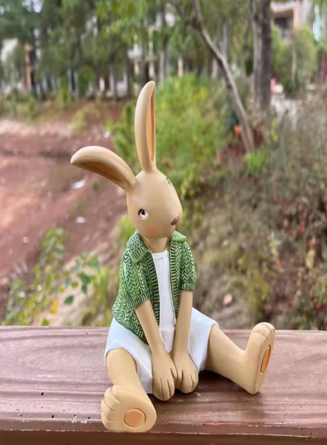 Rustic style creative cartoon resin rabbit figurine - Image 5