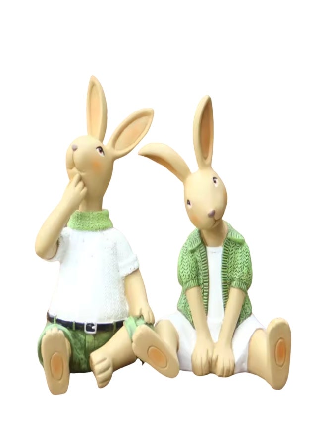 Rustic style creative cartoon resin rabbit figurine - Image 1