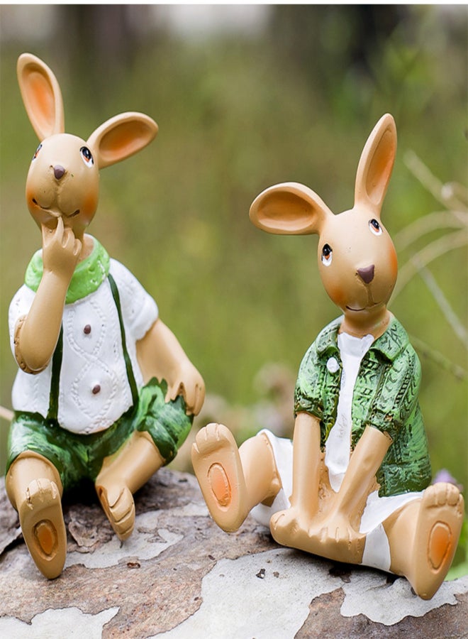 Rustic style creative cartoon resin rabbit figurine - Image 3
