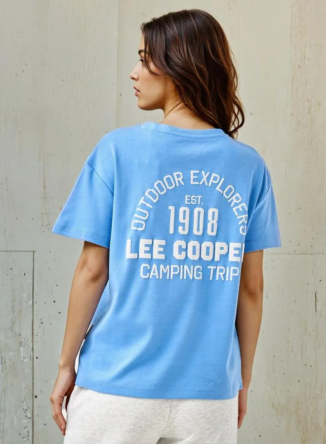 لي كوبر تيشيرت لي كوبر بقصة عادية وطباعة شعار قطن