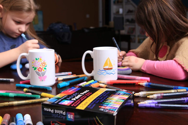 ArtShip Design 24 Glitter Paint Pens, Double Pack of Both Extra Fine and Medium Tip Paint Markers, for Rock Painting, Mug, Ceramic, Glass, and Fabric Painting, Water Based Non-Toxic and No Odor - Image 3