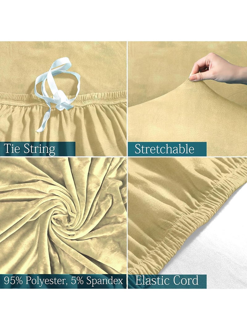 VORHANG Velvet Sofa Cover Highly Elastic Cover Stretchable Universal Sofa Slipcover for Dining Drawing Room Three Seater Sofa Cover Washable Cream - Image 3