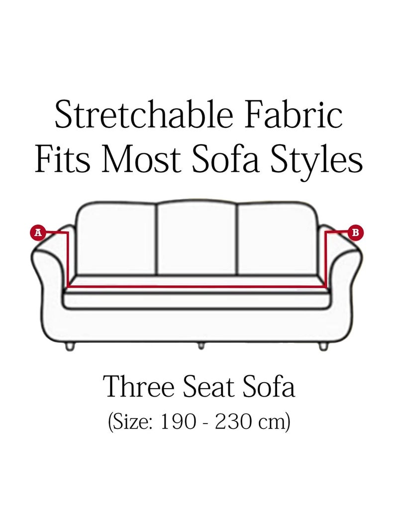 VORHANG Velvet Sofa Cover Highly Elastic Cover Stretchable Universal Sofa Slipcover for Dining Drawing Room Three Seater Sofa Cover Washable Cream - Image 5