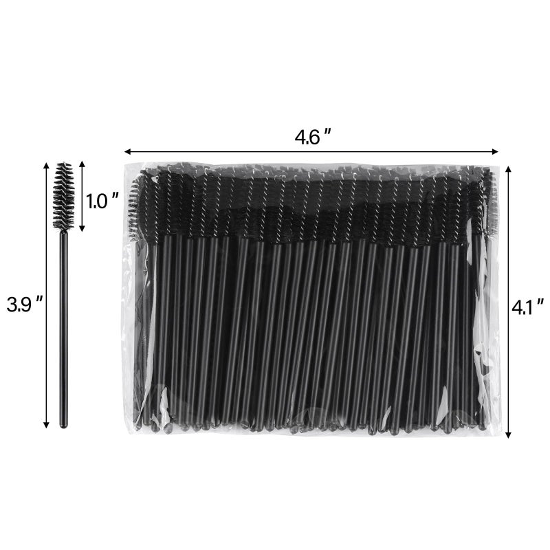 BTYMS 500 Pieces Disposable Mascara Wands Eyelash Brush Brow Brushes Applicators Lash Spoolies for Eye Lash Extension - Black - Image 2