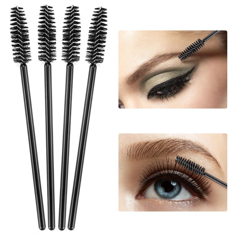 BTYMS 500 Pieces Disposable Mascara Wands Eyelash Brush Brow Brushes Applicators Lash Spoolies for Eye Lash Extension - Black - Image 4