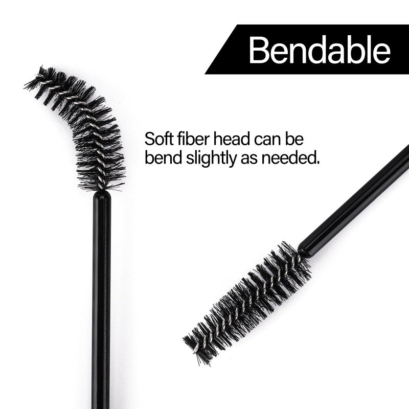 BTYMS 500 Pieces Disposable Mascara Wands Eyelash Brush Brow Brushes Applicators Lash Spoolies for Eye Lash Extension - Black - Image 3