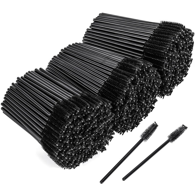 BTYMS 500 Pieces Disposable Mascara Wands Eyelash Brush Brow Brushes Applicators Lash Spoolies for Eye Lash Extension - Black - Image 1