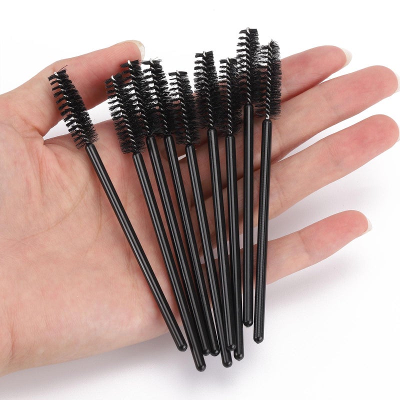 BTYMS 500 Pieces Disposable Mascara Wands Eyelash Brush Brow Brushes Applicators Lash Spoolies for Eye Lash Extension - Black - Image 5