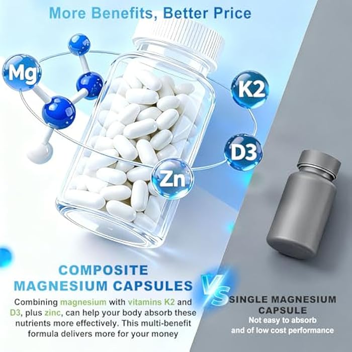 VYXION Magnesium Complex 900mg per Serving – High Absorption Magnesium Glycinate with Vitamin D3 K2 Zinc & B Vitamins – Sleep, Calm, Muscle & Nerve Support – 90 Capsules - Image 5