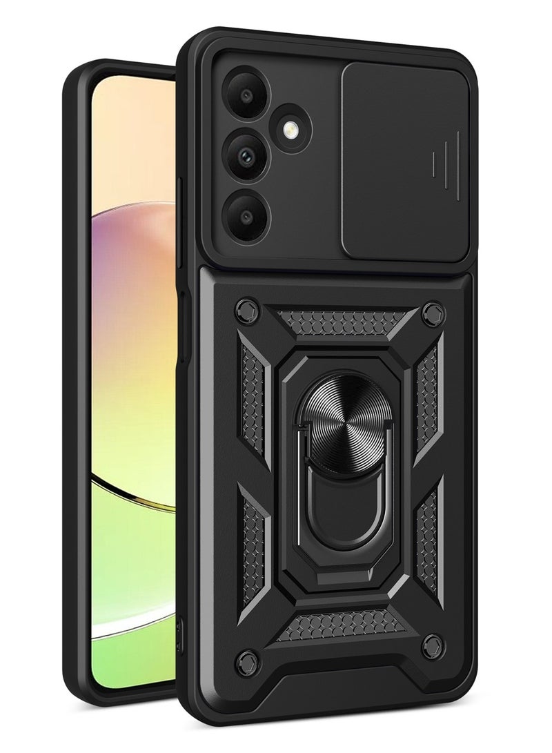 جراب حمايه ويندو مقاوم للصدمات وحمايه للكاميرا مزود بدبله معدنيه متوافق مع Samsung Galaxy A24 (اسود) - Image 1