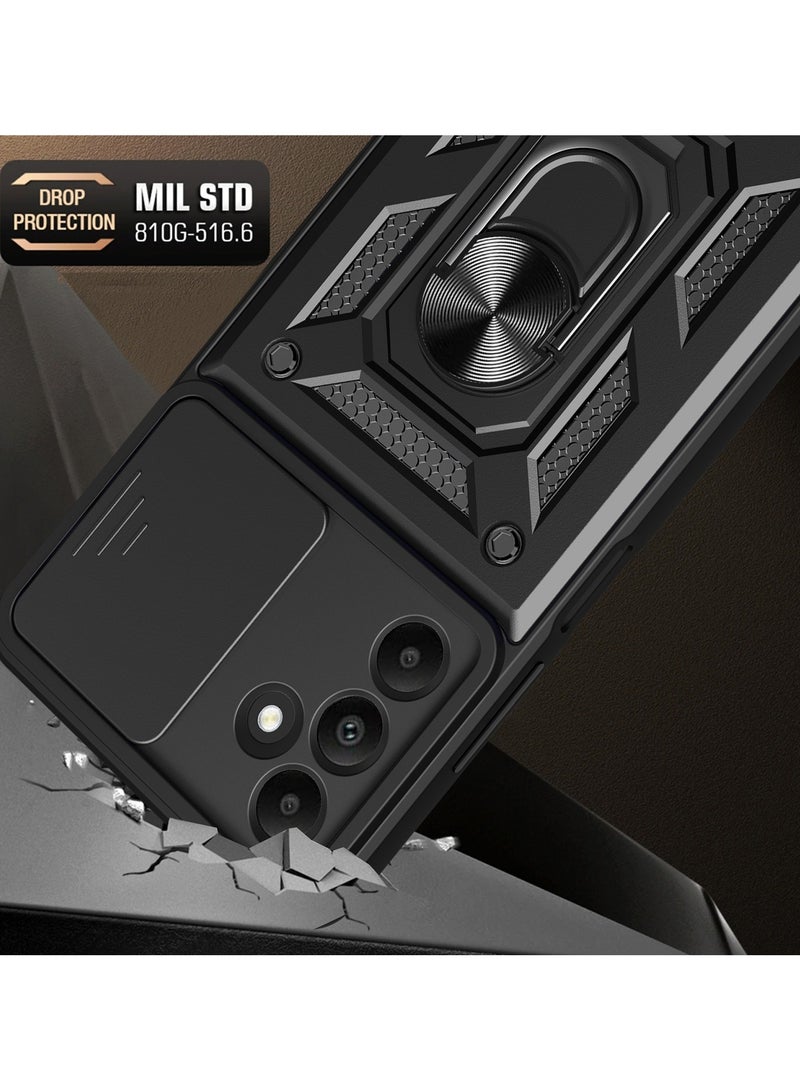 جراب حمايه ويندو مقاوم للصدمات وحمايه للكاميرا مزود بدبله معدنيه متوافق مع Samsung Galaxy A24 (اسود) - Image 4