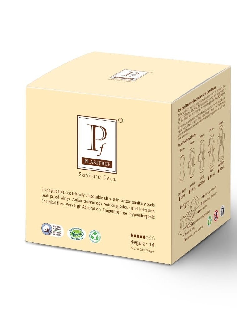 Plastfree Regular Sanitary Pads, 14 Pieces - Image 1