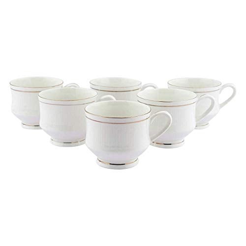 RAINCART White FINE Bone China Tableware Tea and Coffee Cup/Mug for Home &Office Gifts Mona-6 PCS, 160 ml - Image 1