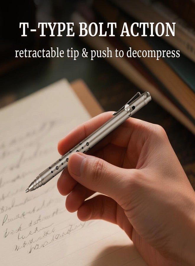 SMOOTHERPRO TI701 Titanium Bolt Action Pen,Slim Retractable Pocket Ballpoint Pen for Effortless Carry,Parker Refill Compatible EDC Pen,Premium Business Gift for Men & Women Grey(TI701) - Image 4