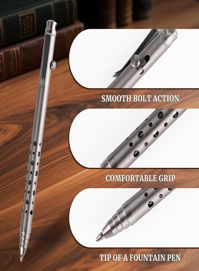 SMOOTHERPRO TI701 Titanium Bolt Action Pen,Slim Retractable Pocket Ballpoint Pen for Effortless Carry,Parker Refill Compatible EDC Pen,Premium Business Gift for Men & Women Grey(TI701) - Image 3
