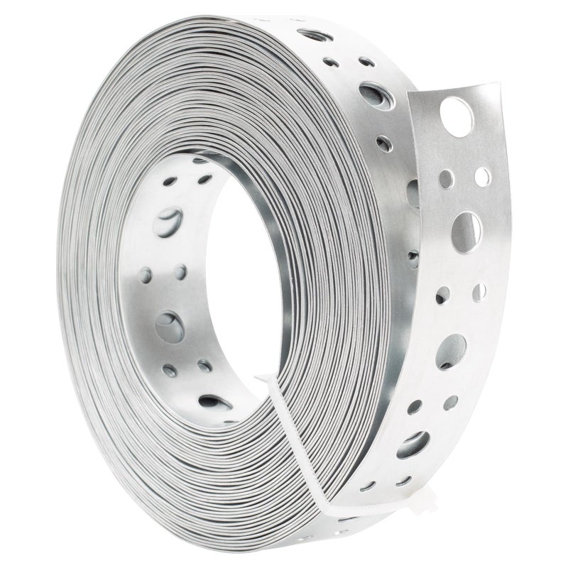 AxiSculpt Galvanized Metal Pipe Strap 1-Inch x 33FT 0.6mm Thickness for Pipe Support Pipe Hanger Strap Metal Strapping with Holes - Image 1